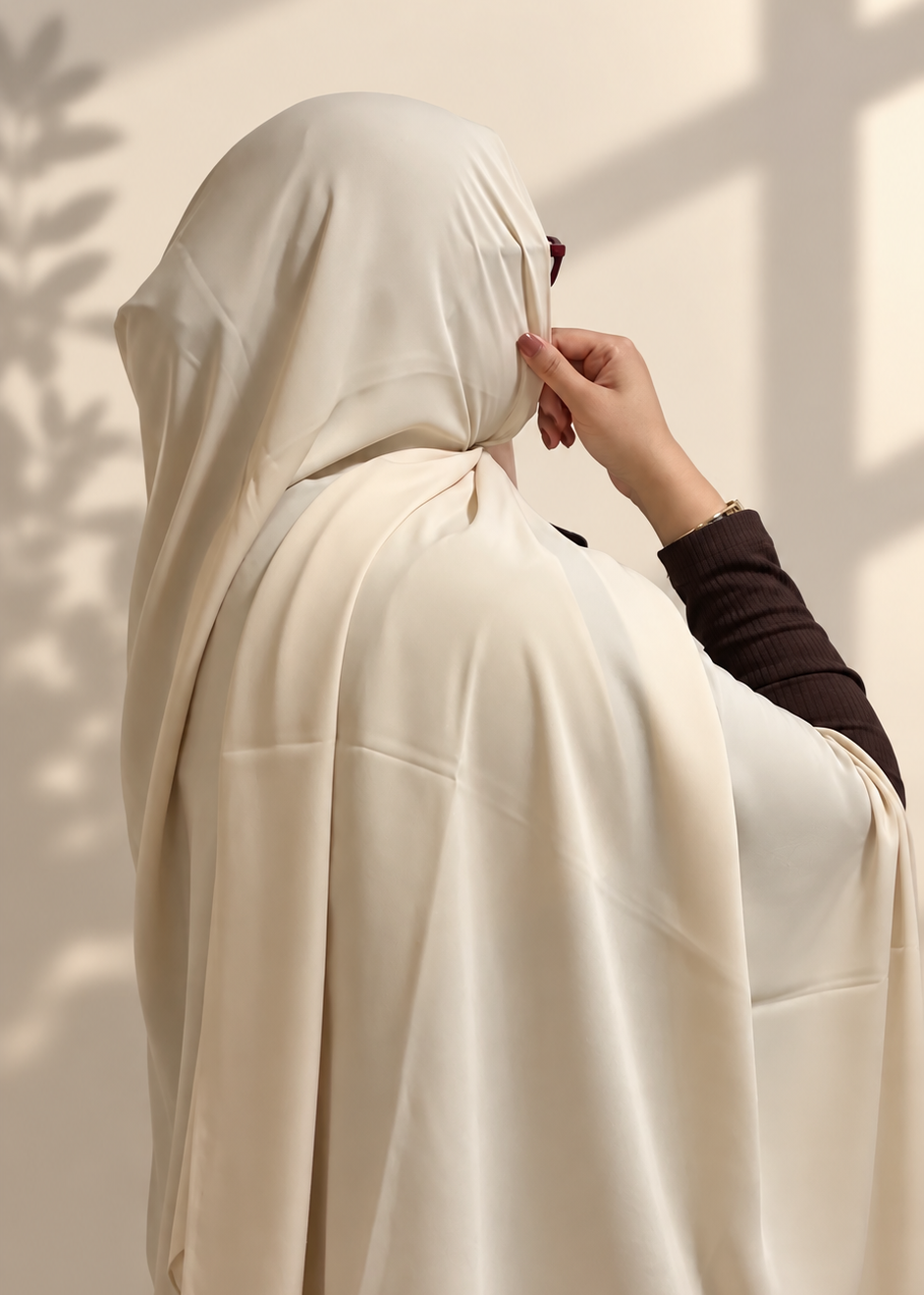 Premium Medina Silk Chiffon Hijab  – Cream
