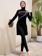 Sophie Three-Piece Ninja Modest Burkini Swim Set - Black - Ameera Modest Hub