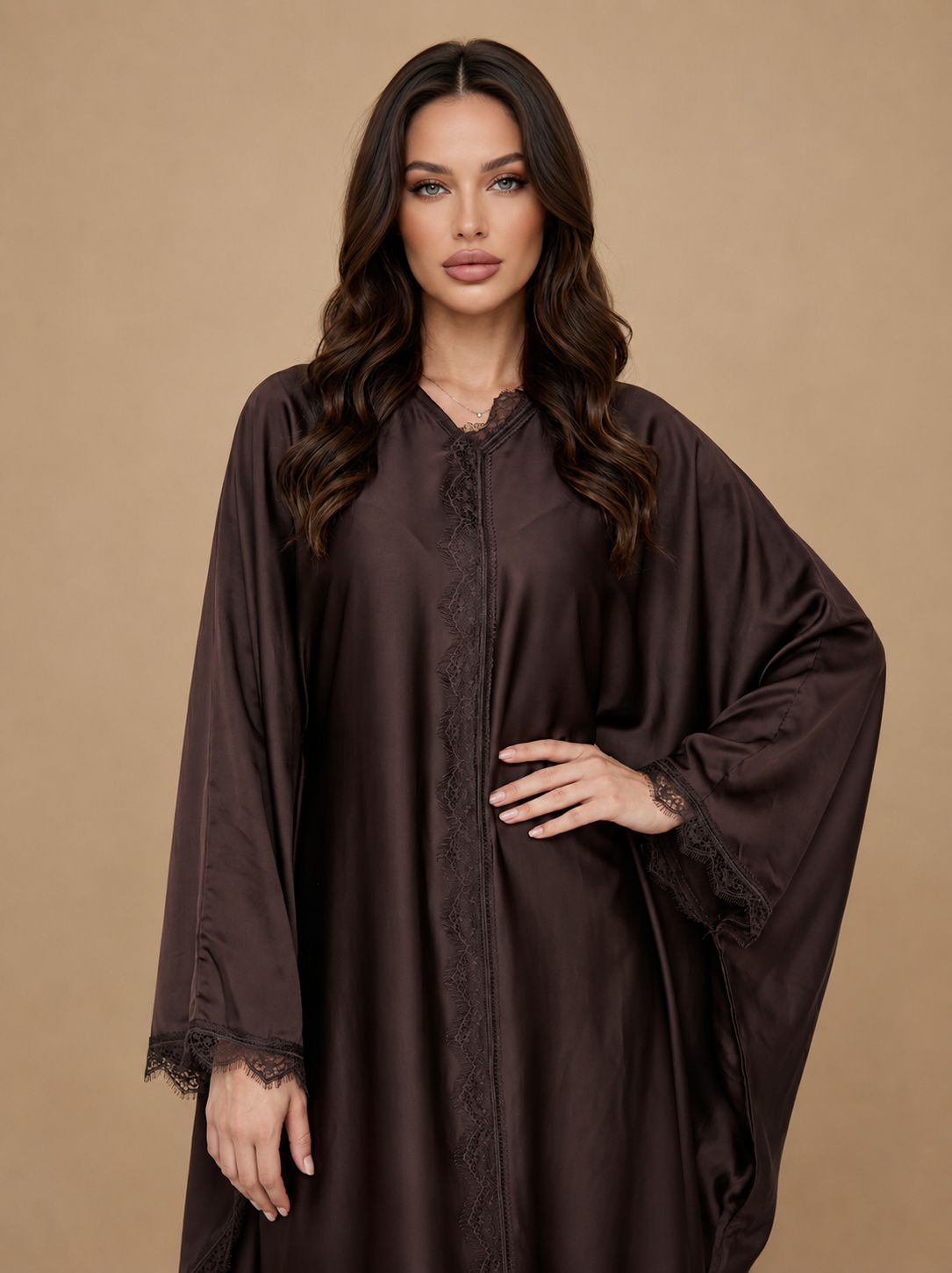 Yasmin Batwing Abaya - Coffee