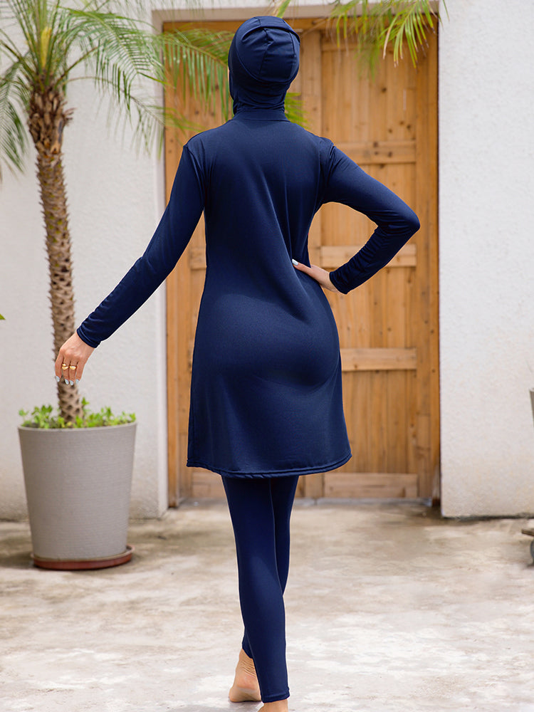 Sophie Three-Piece Ninja Modest Burkini Swim Set - Blue - Ameera Modest Hub