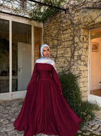 Amani Deep Red Pleated Corset Maxi Dress