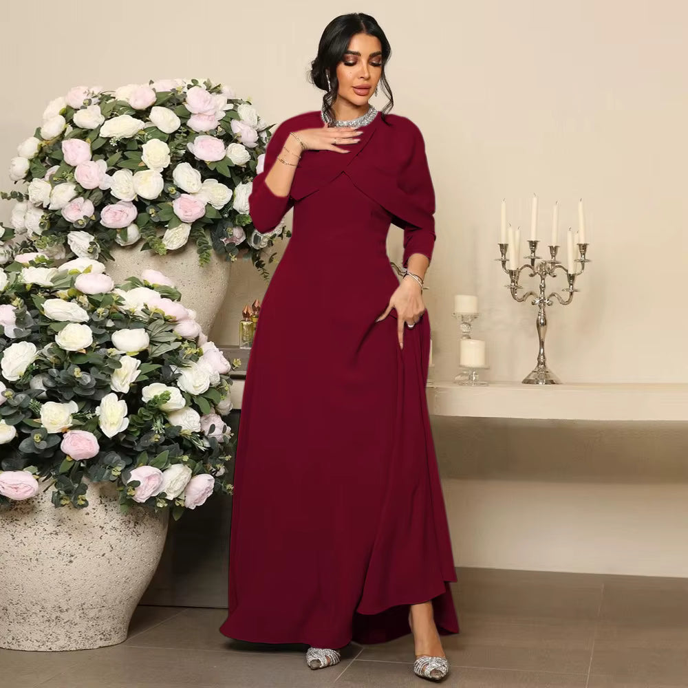 Auria Elegant Modest Gown Dress – Red