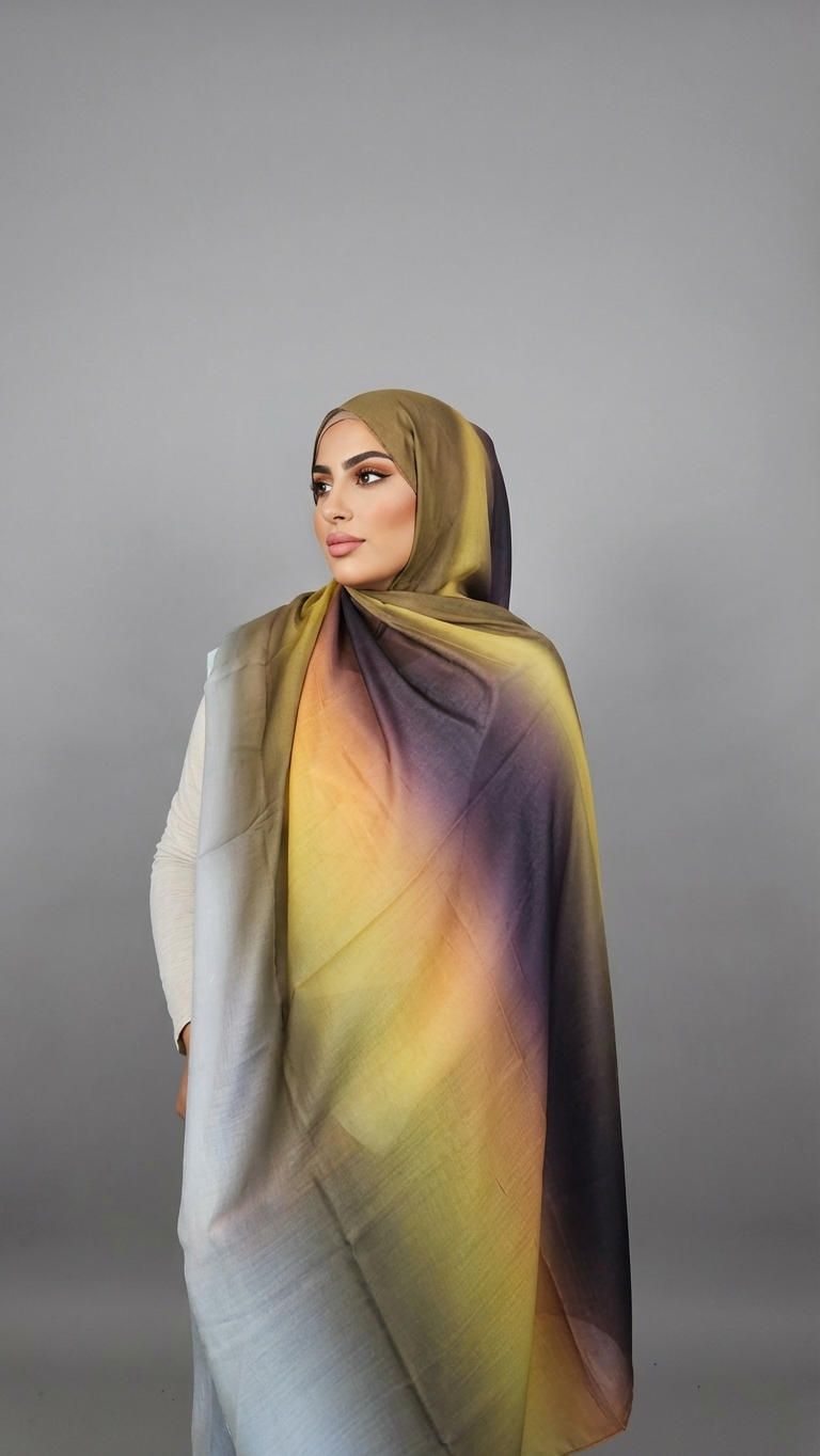 Autumn Sunset Printed Modal Watermark Ombre Hijab
