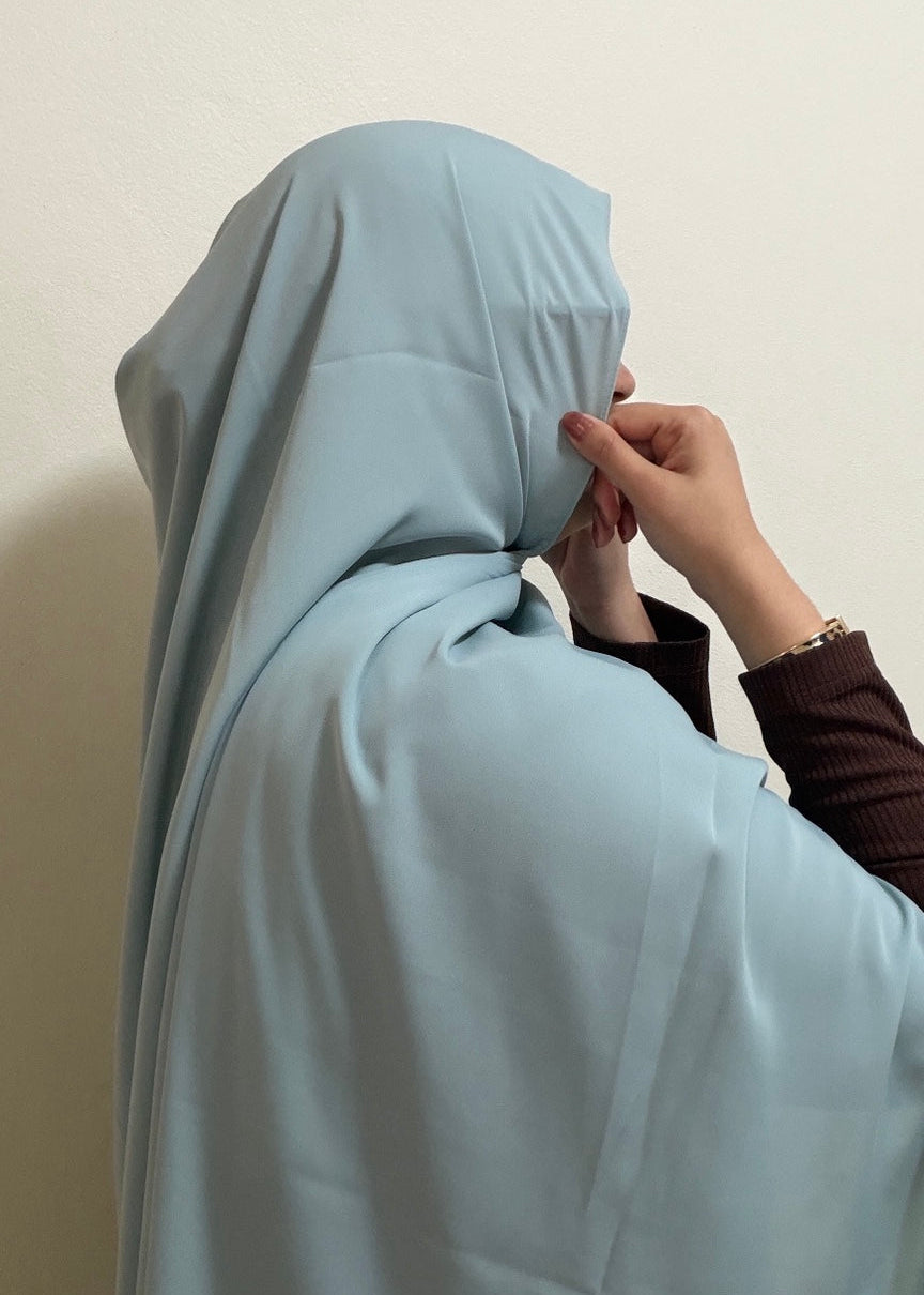 Premium Medina Silk Chiffon Hijab  –  Aqua Blue