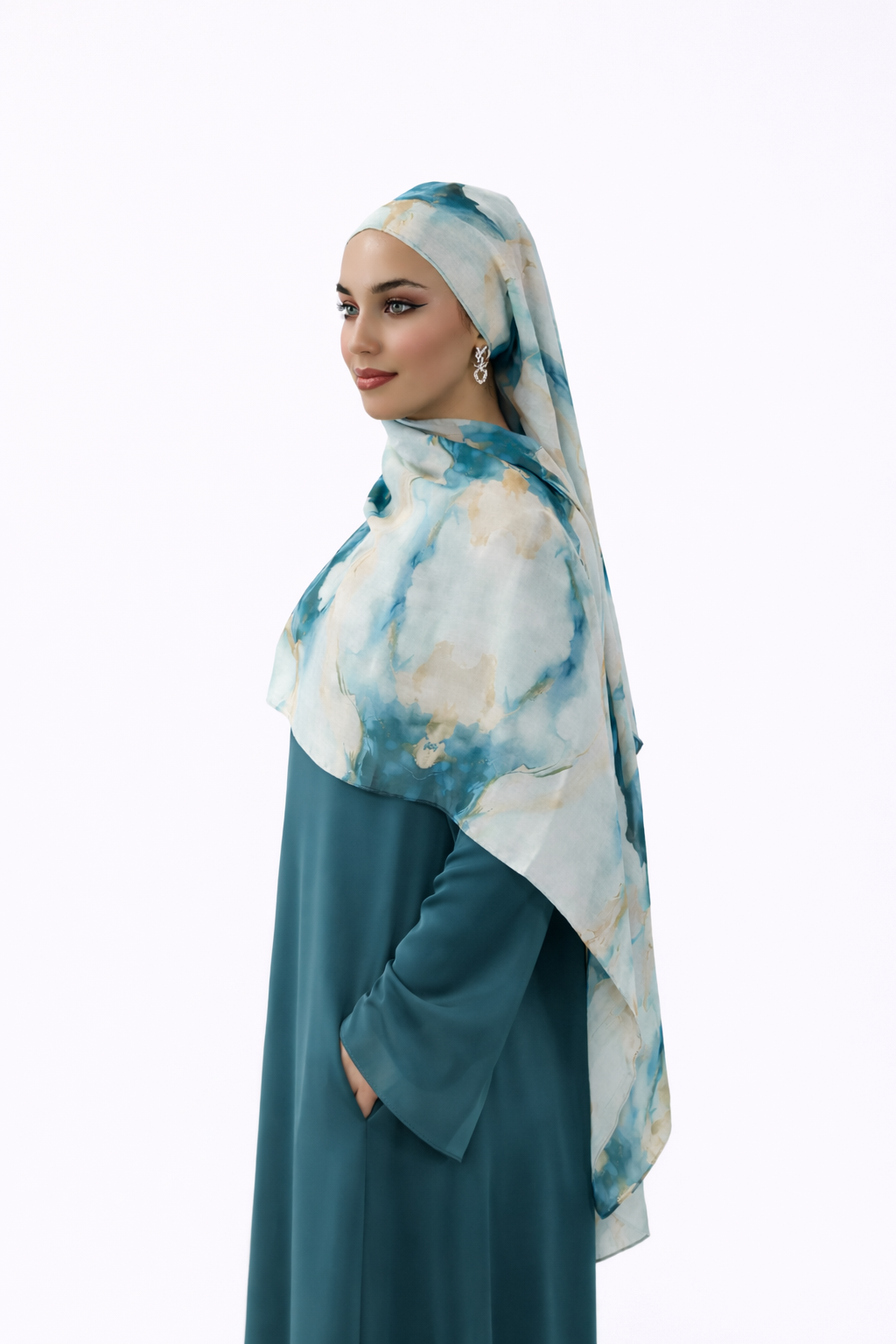 Blue Heaven Printed Modal Watermark Ombre Hijab