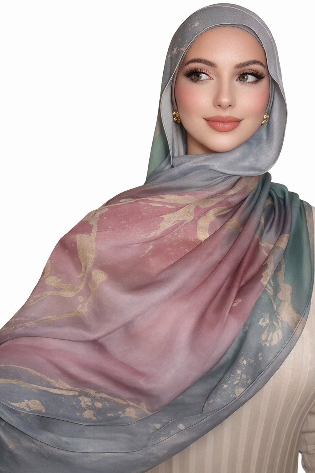 Botanical Blush Printed Modal Watermark Ombre Hijab