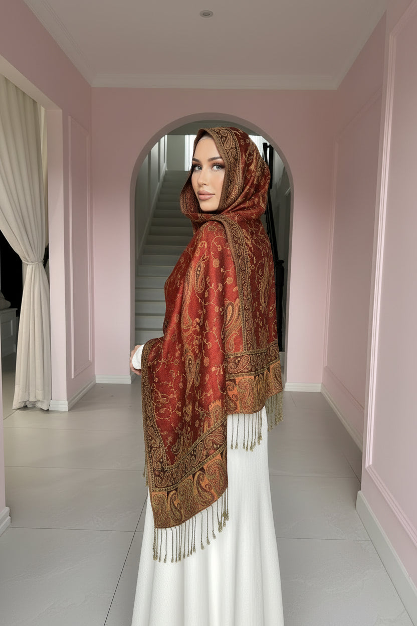 Royal Saffron Cashmere Pashmina Hijab