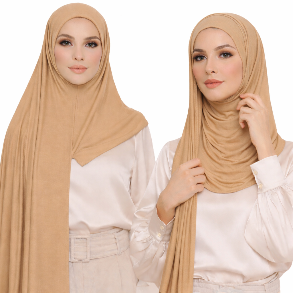 Premium Cotton Jersey Instant Hijab - Gold Shades