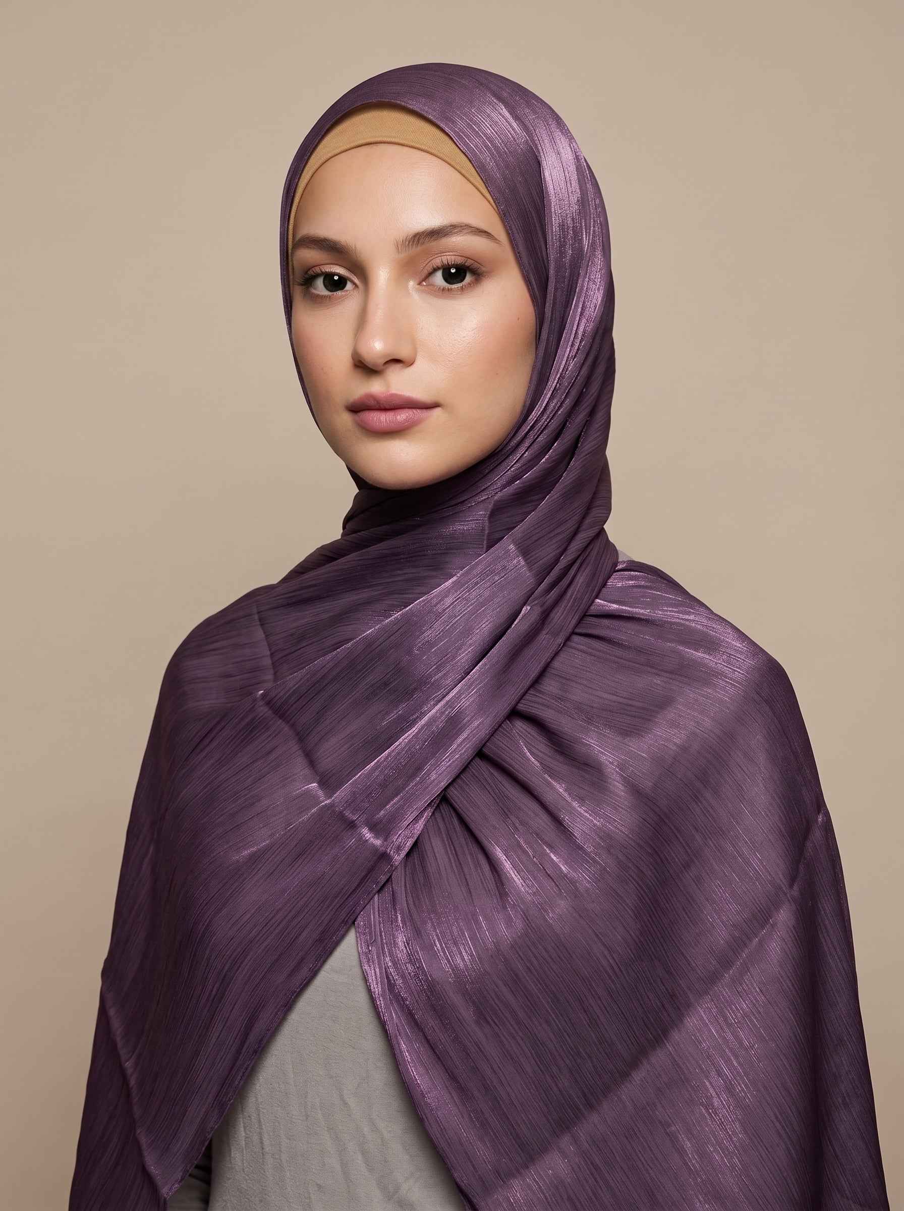 Shimmer Organza Hijab - Dark Purple