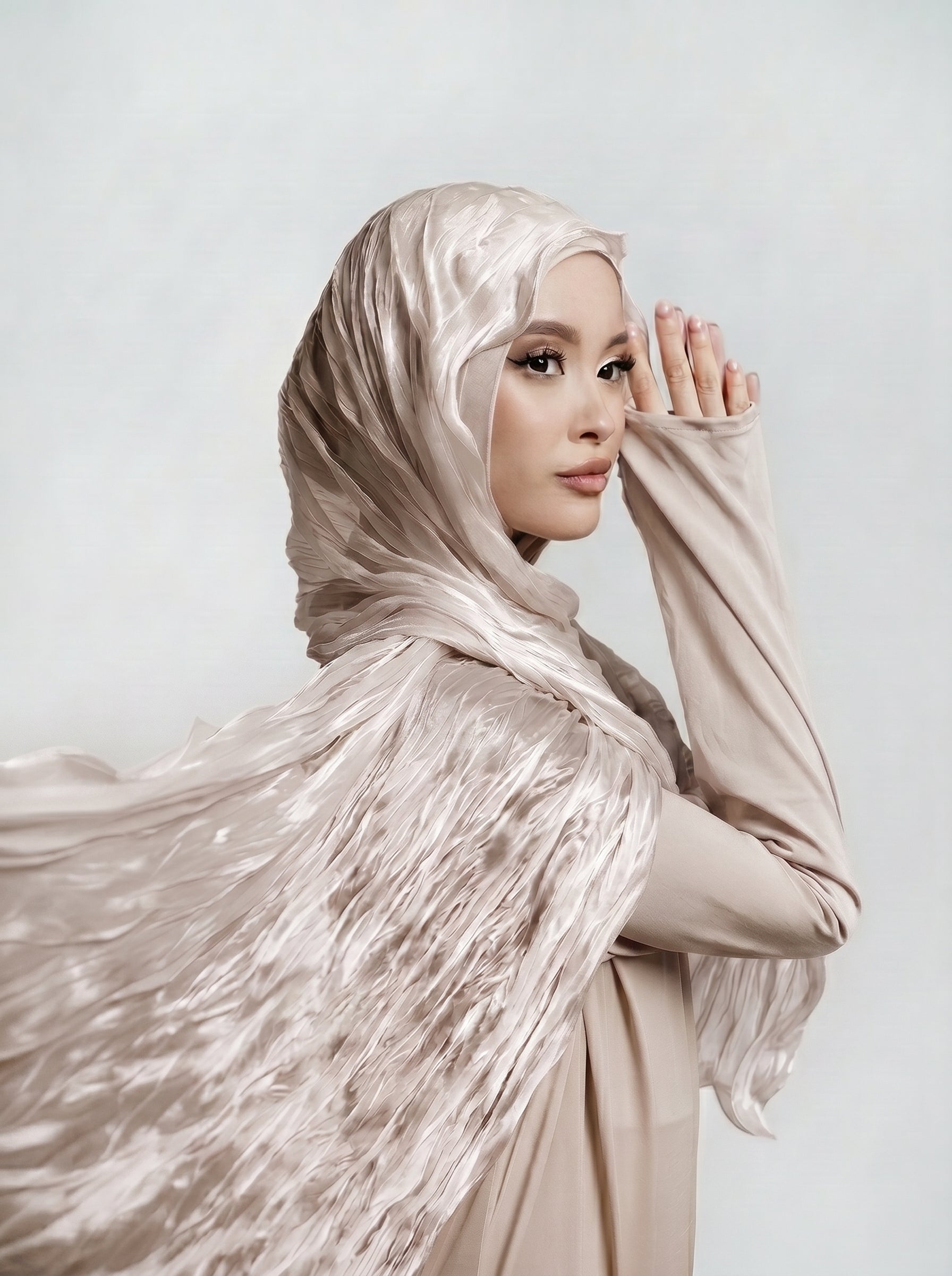Latte Curvy Ruffle Edge Organza