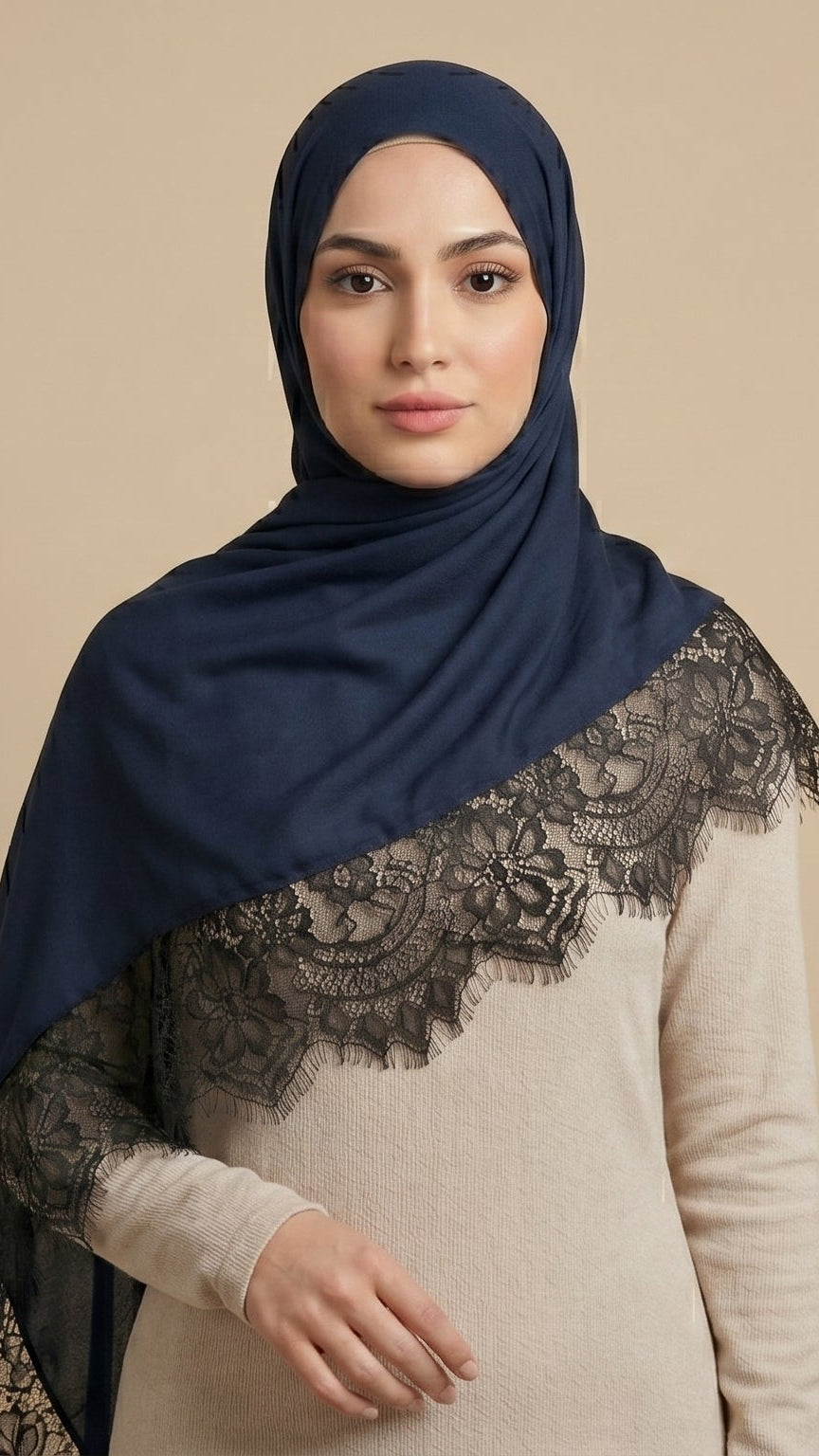 Royal Navy Lace Modal Hijab