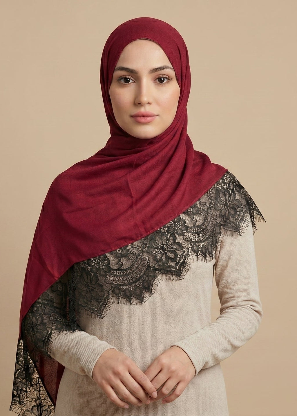 Cherry Lace Modal Hijab