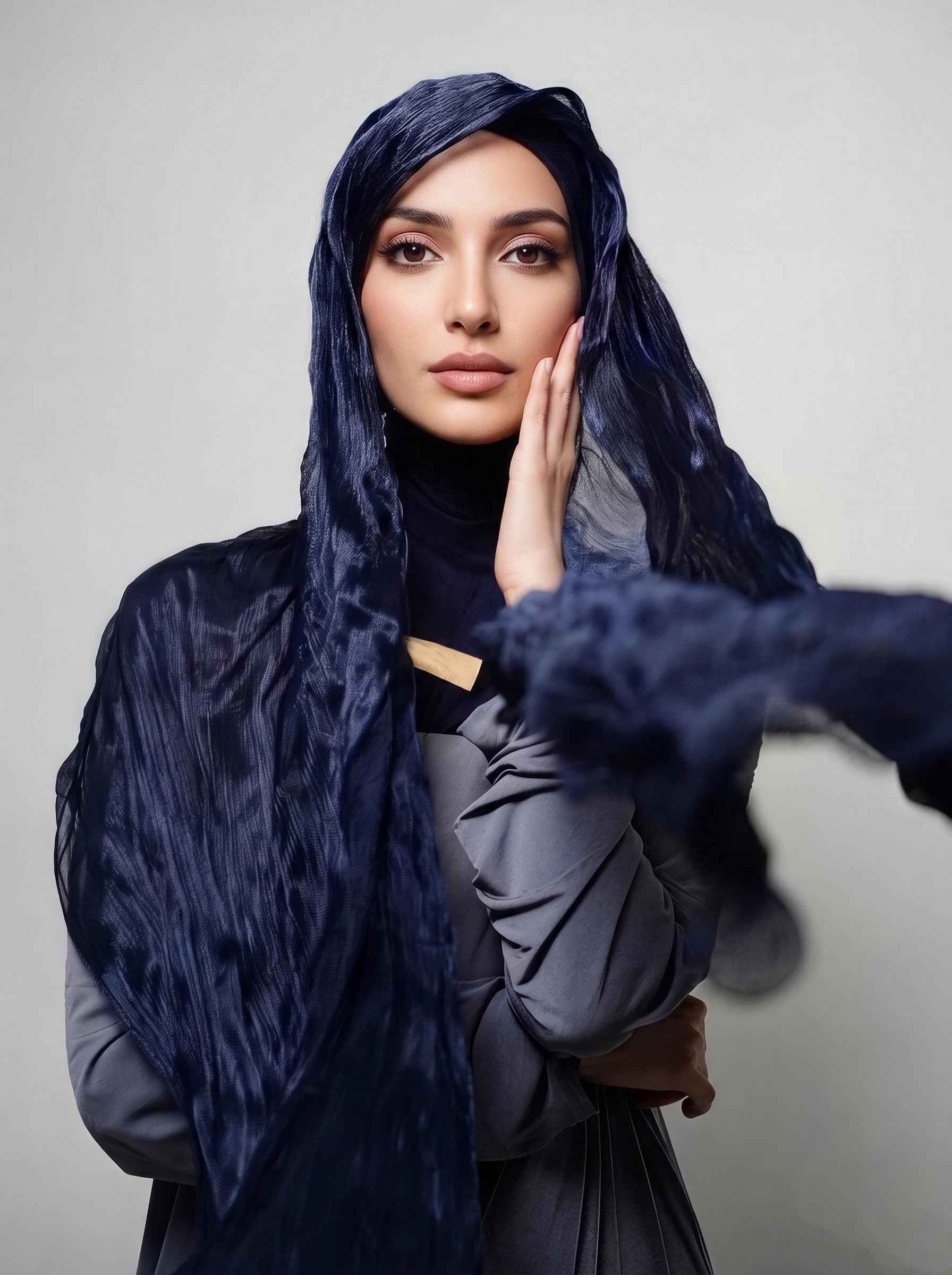 Stellar Navy Curvy Ruffle Edge Organza (Copy)