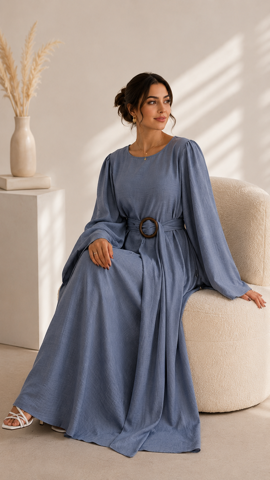 Hana Drape Abaya Dress - Slate Blue