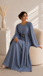 Hana Drape Abaya Dress - Slate Blue