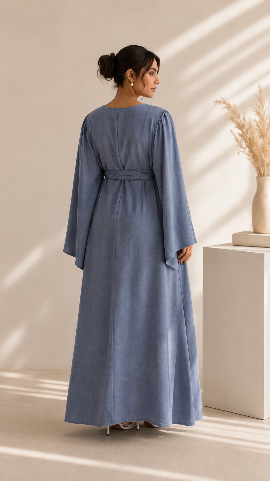 Hana Drape Abaya Dress - Slate Blue