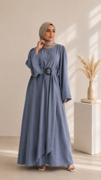 Hana Drape Abaya Dress - Slate Blue
