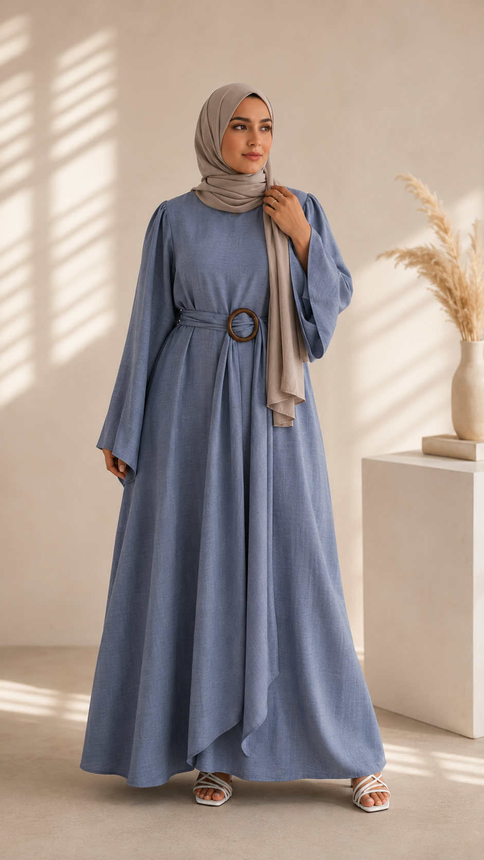 Hana Drape Abaya Dress - Slate Blue