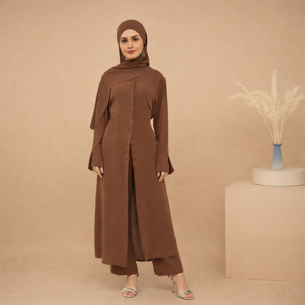 Lumi Two-Piece Modest Co-Ord Set - Mocha