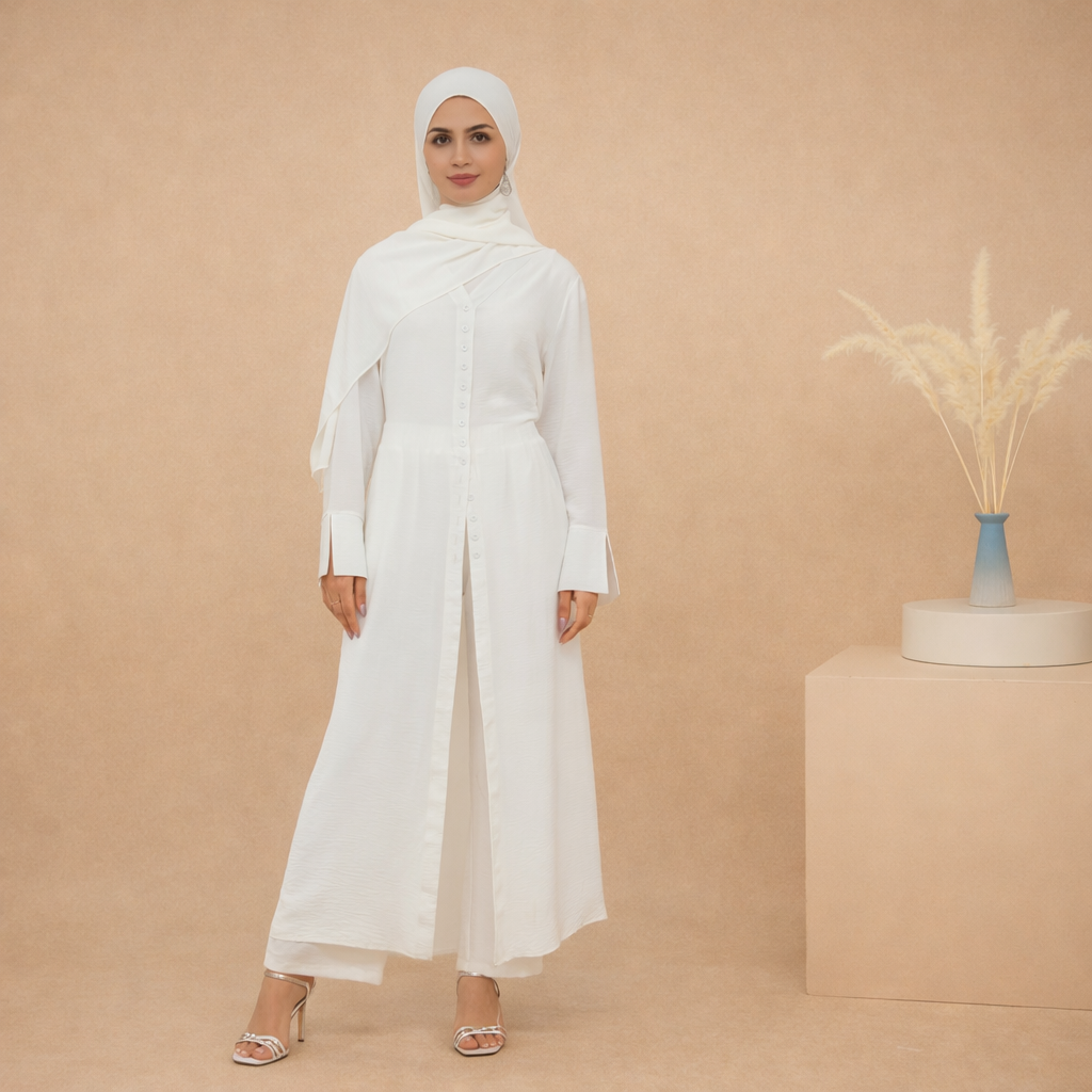 Lumi Two-Piece Modest Co-Ord Set - White