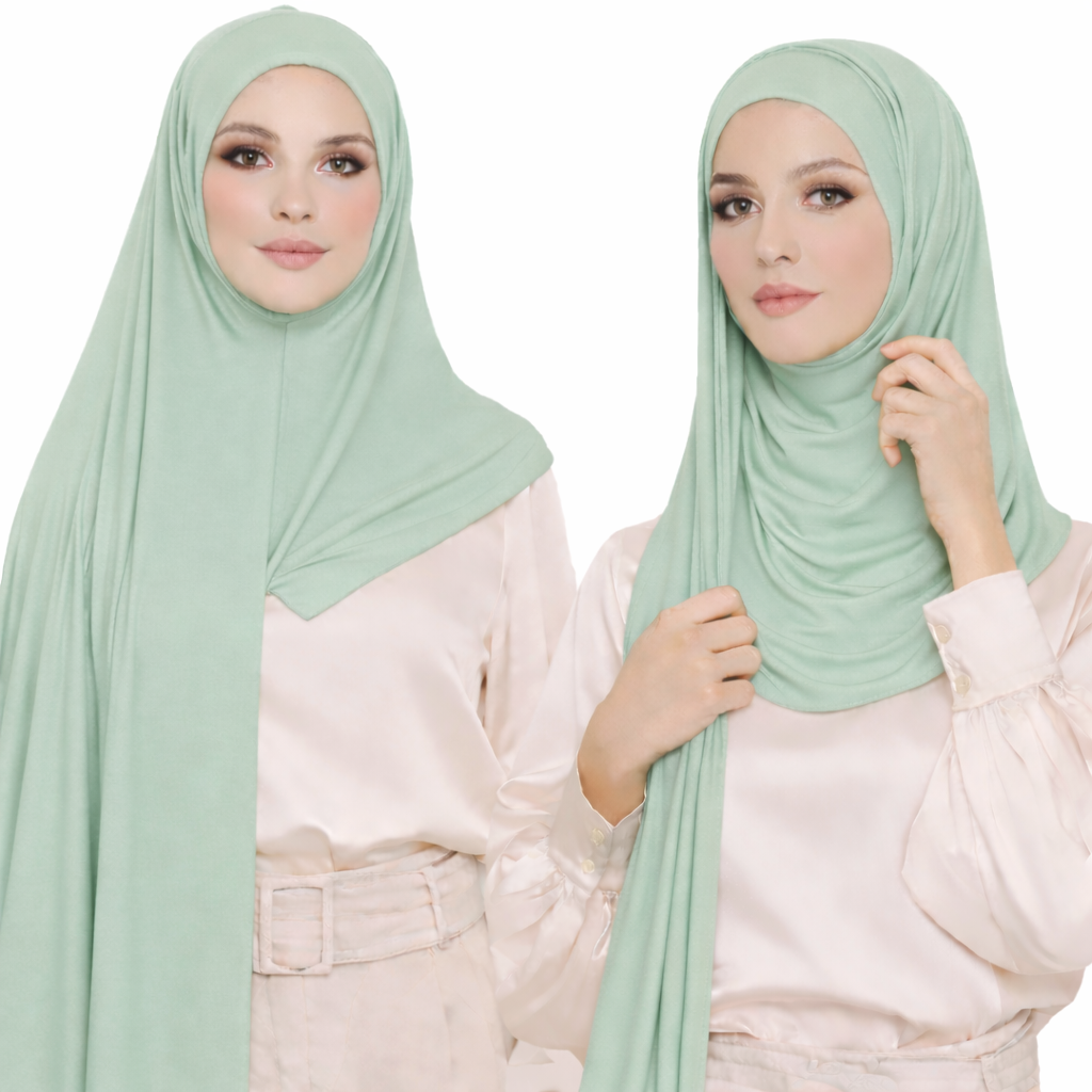 Premium Cotton Jersey Instant Hijab - Green Shades