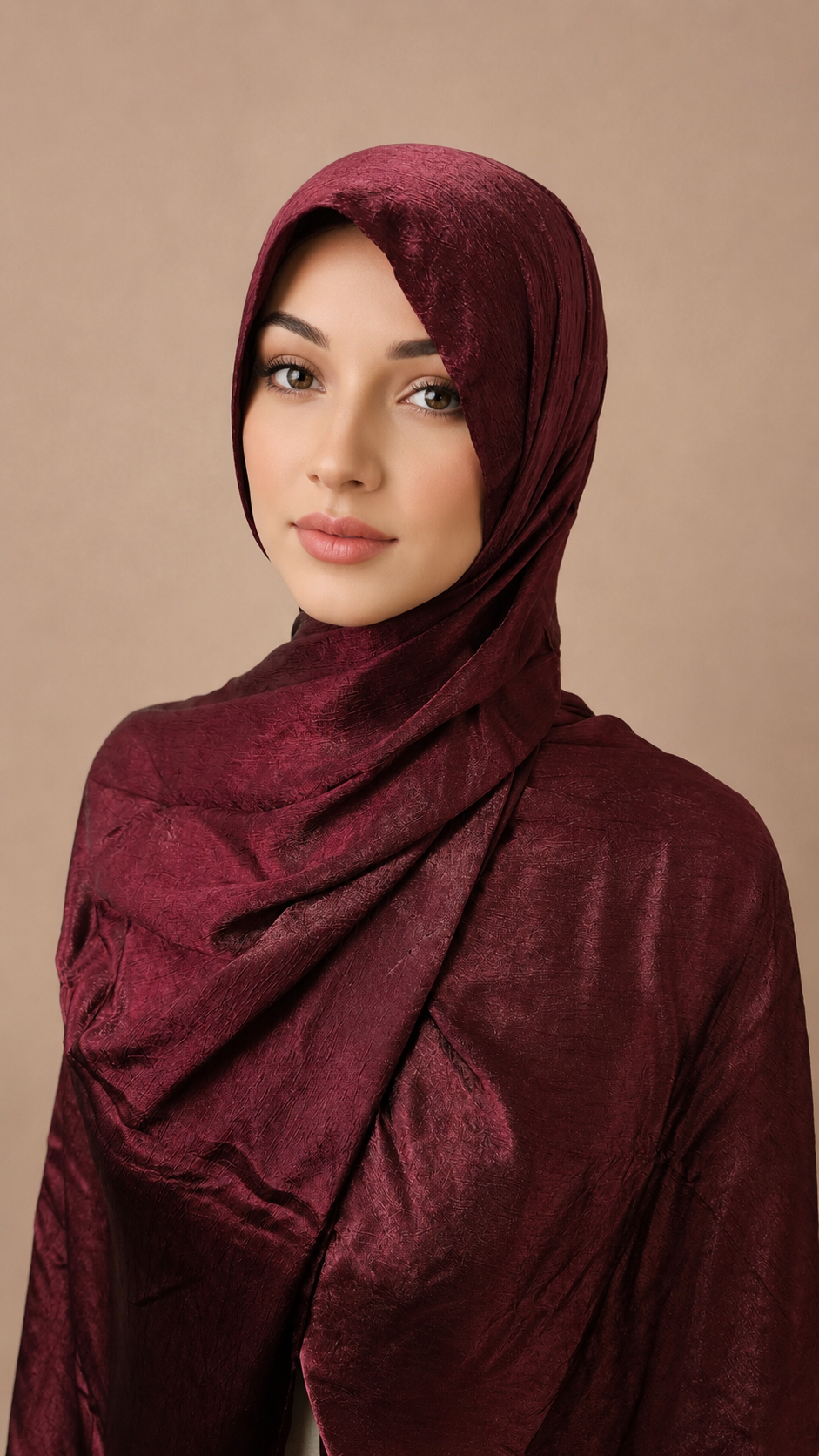 Red Wine Satin Silk Shimmer Hijab