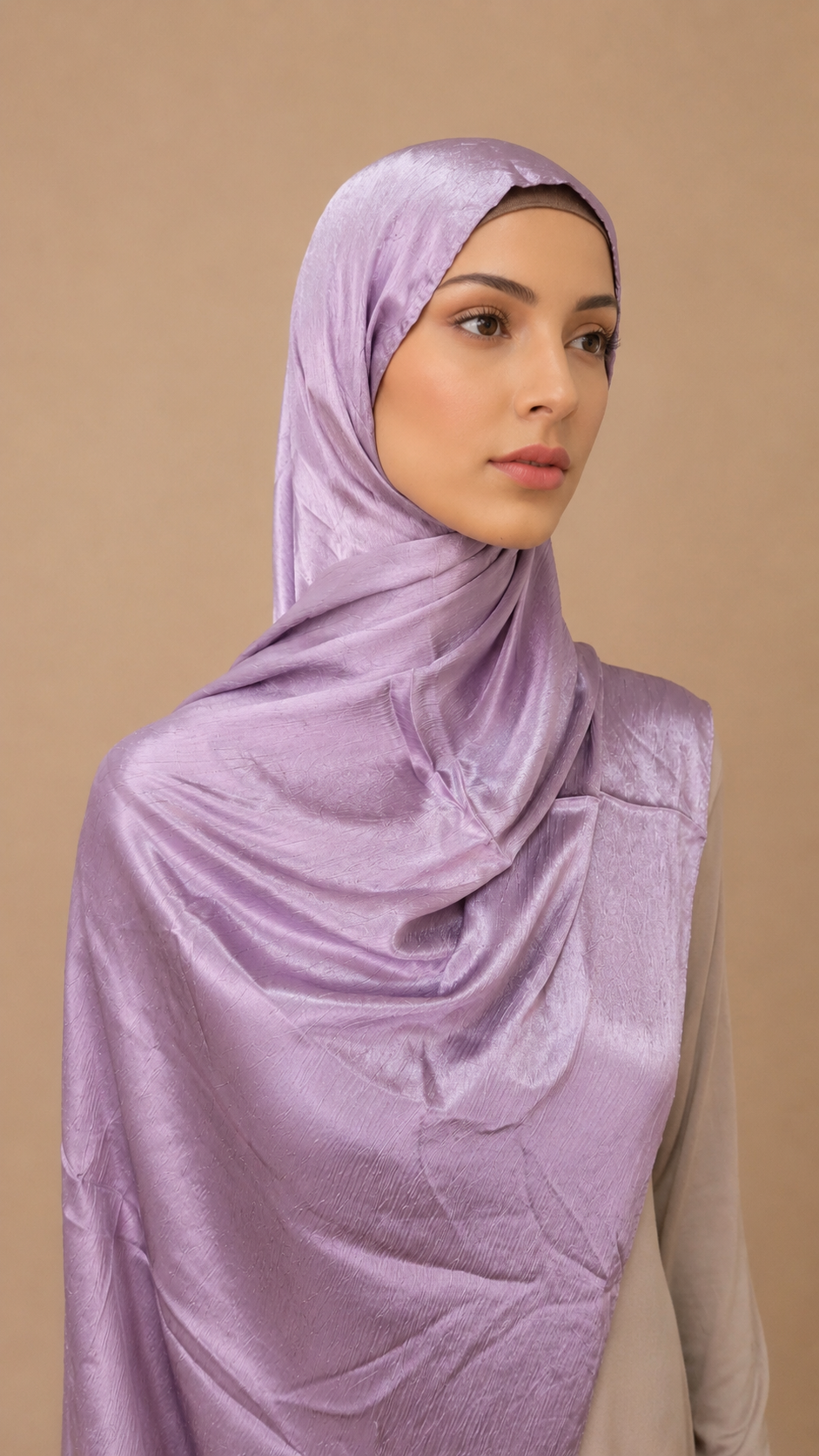 Lilac Satin Silk Shimmer Hijab