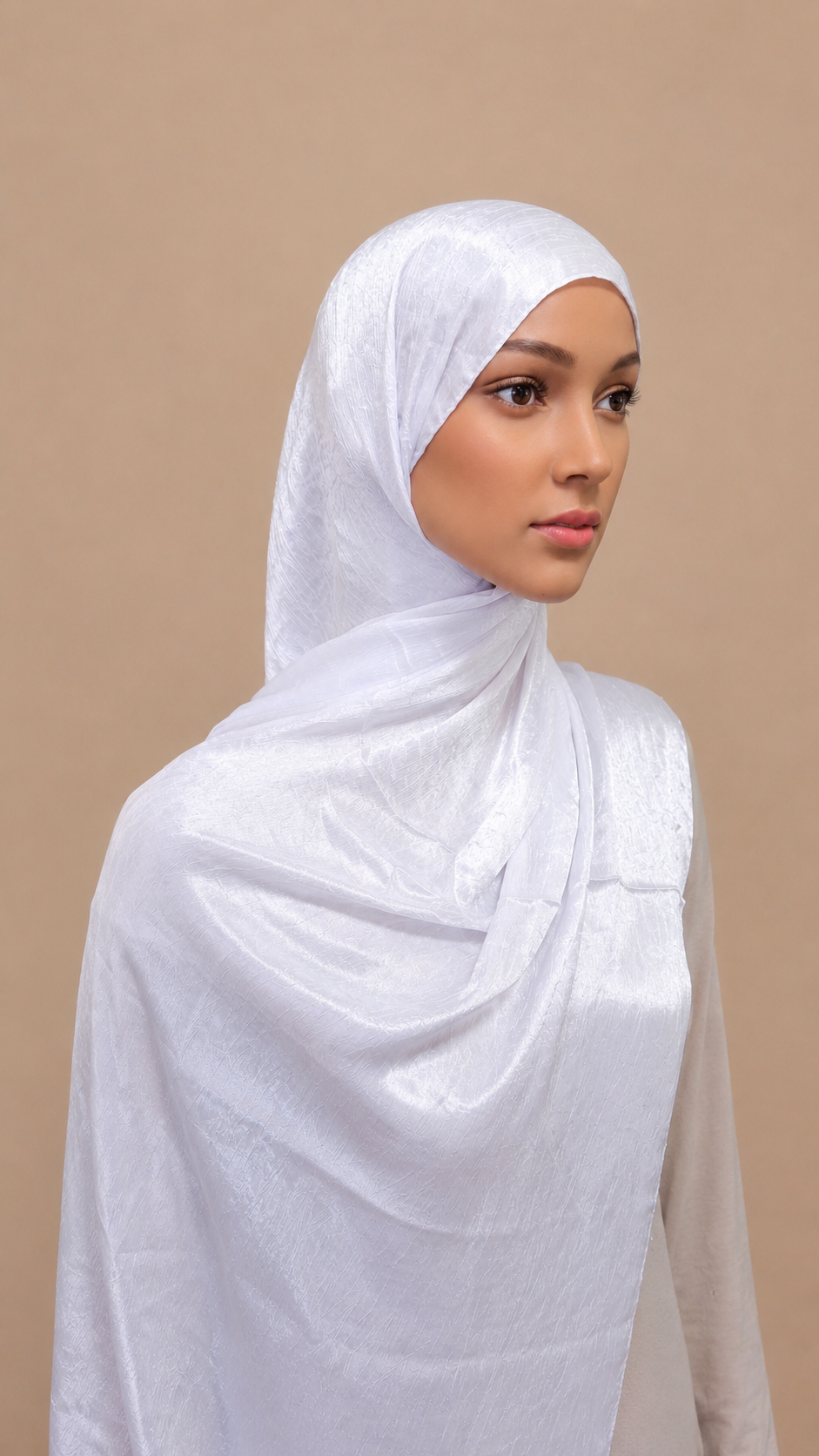 Snow Satin Silk Shimmer Hijab