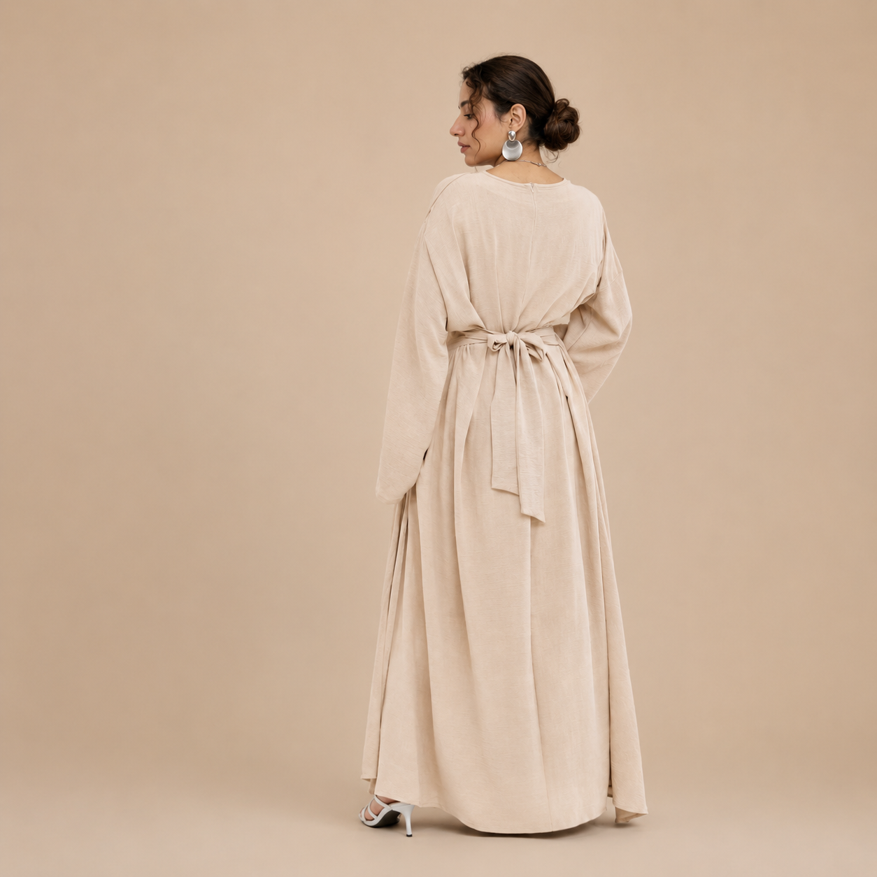 Classic Grace Pleated Maxi Dress - Beige