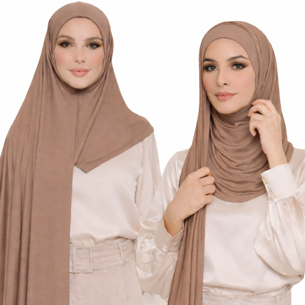 Premium Cotton Jersey Instant Hijab - Brown Shades
