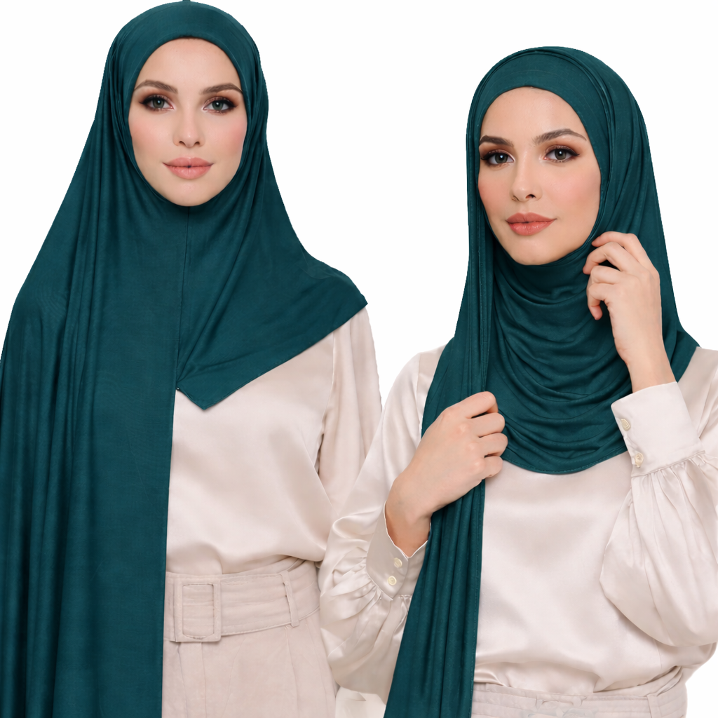 Premium Cotton Jersey Instant Hijab - Green Shades