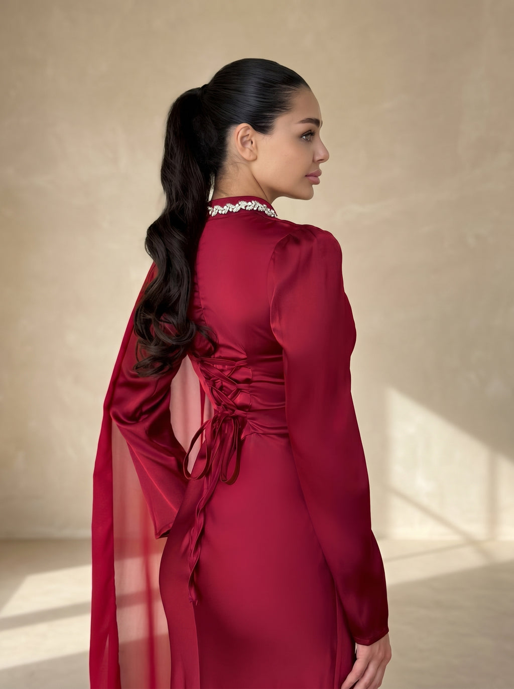 Midnight Rose Evening Gown - Crimson Red