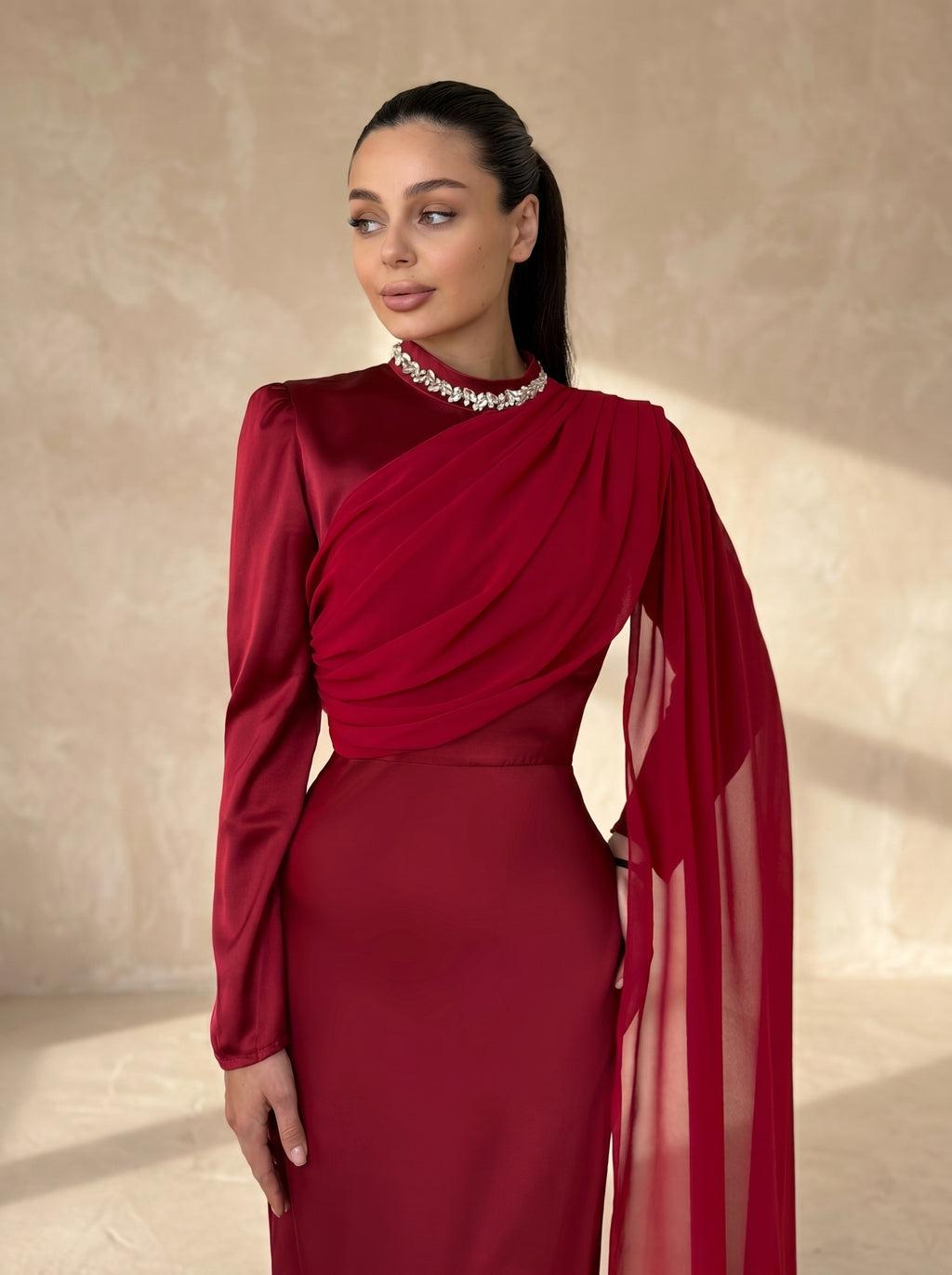 Midnight Rose Evening Gown - Crimson Red