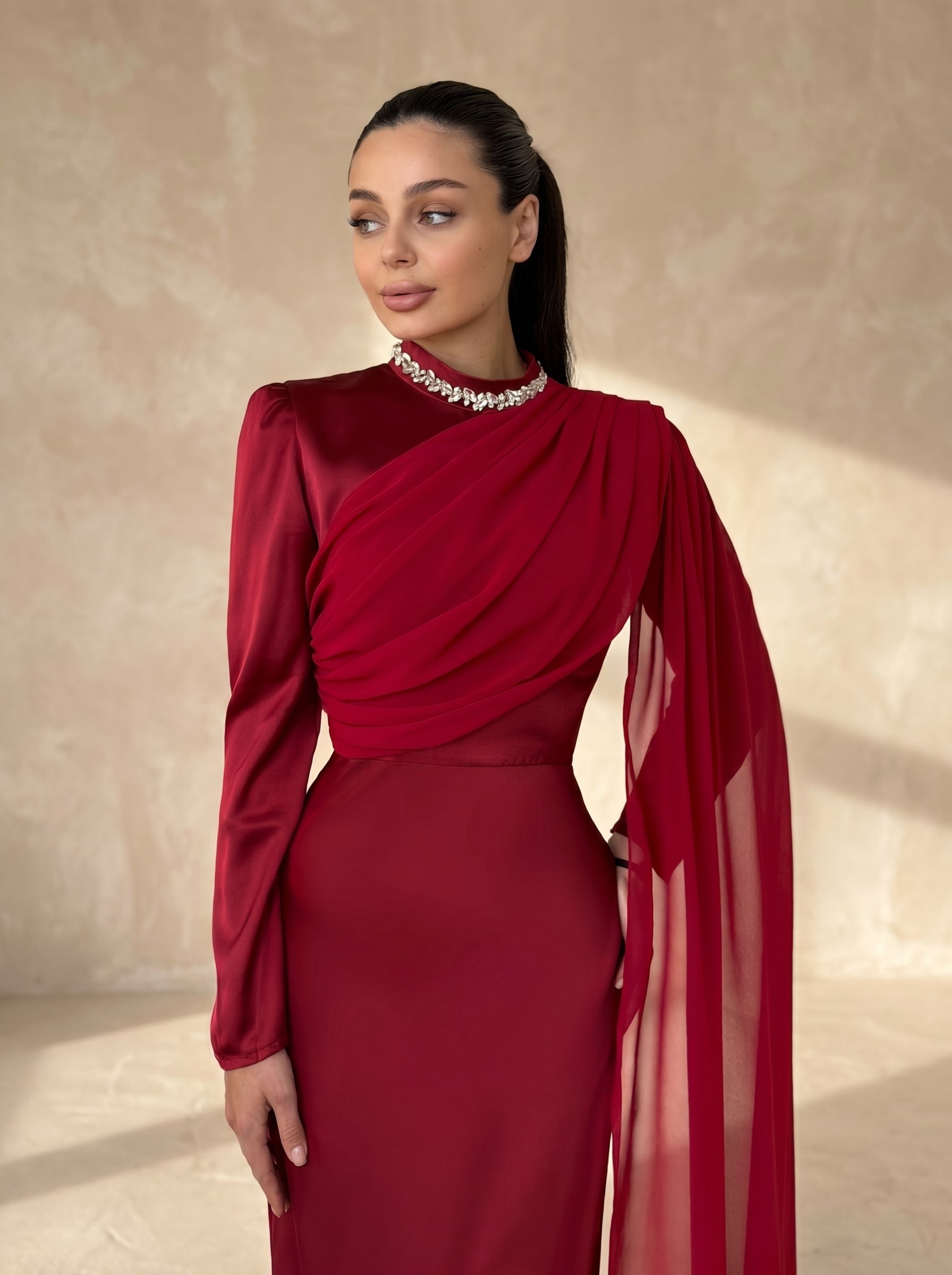 Midnight Rose Evening Gown - Crimson Red