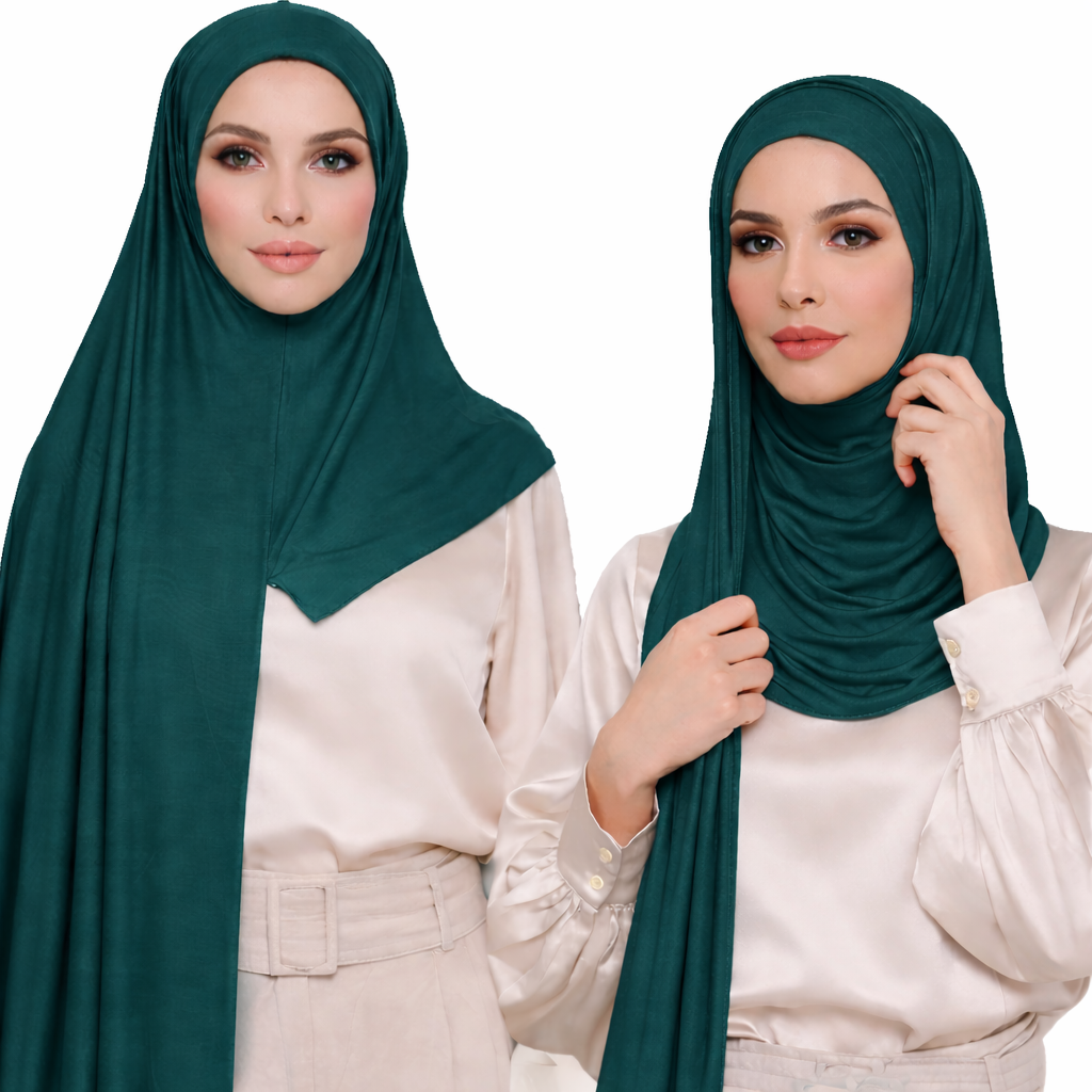 Premium Cotton Jersey Instant Hijab - Green Shades