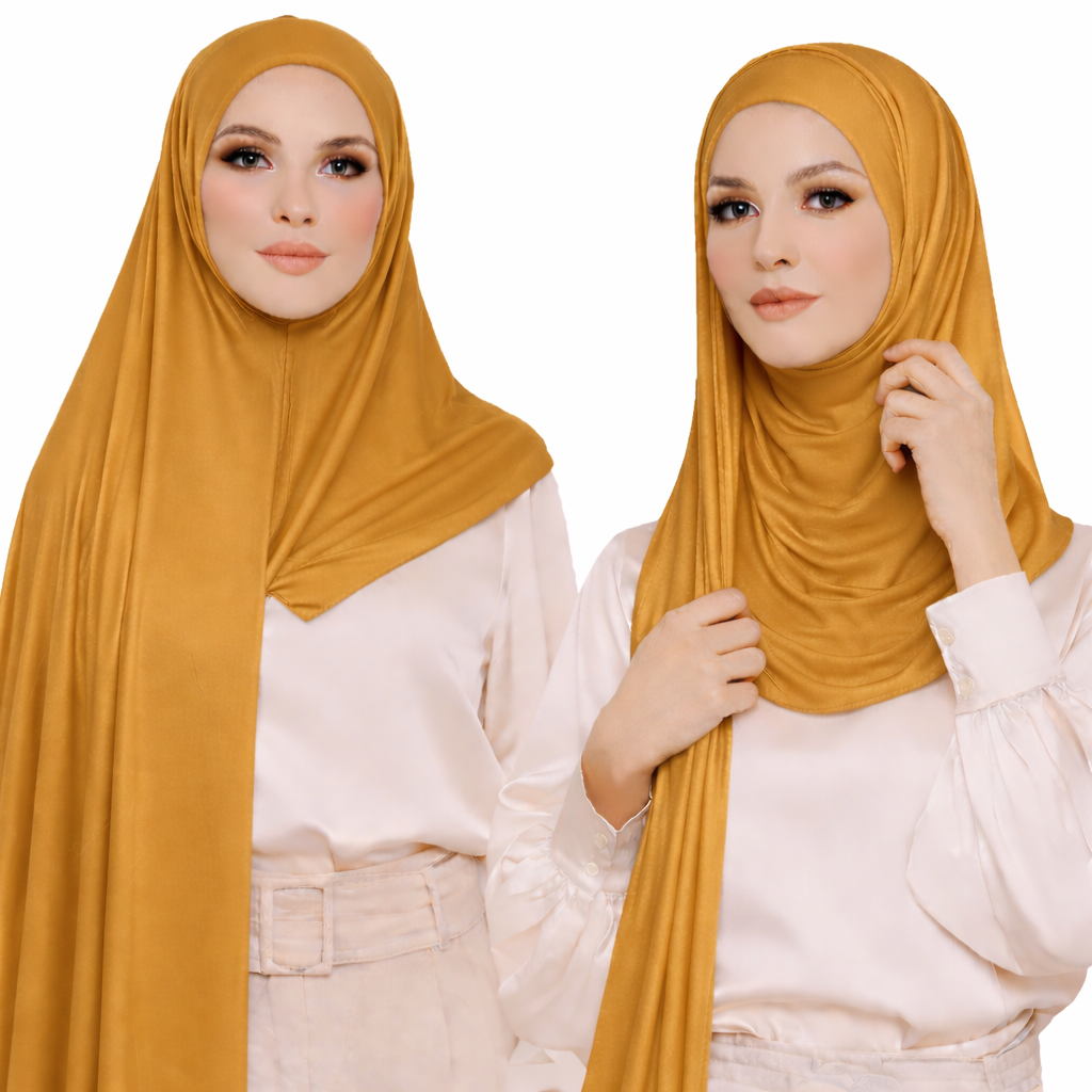 Premium Cotton Jersey Instant Hijab - Gold Shades