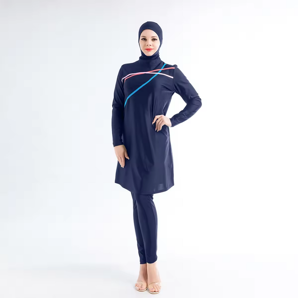 Sophie Three-Piece Ninja Modest Burkini Swim Set - Blue