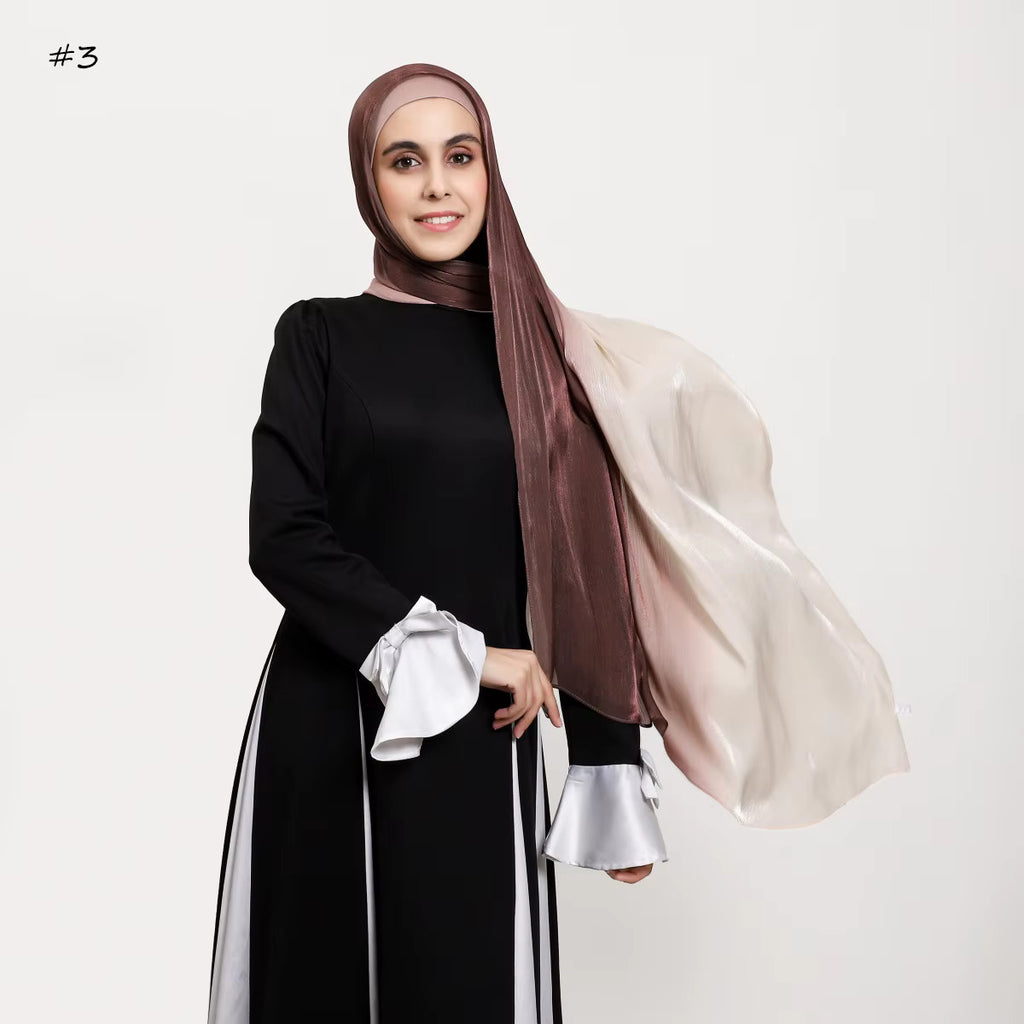 Cocoa to Champagne Cream Gradient Ombré Shimmer Shawl"