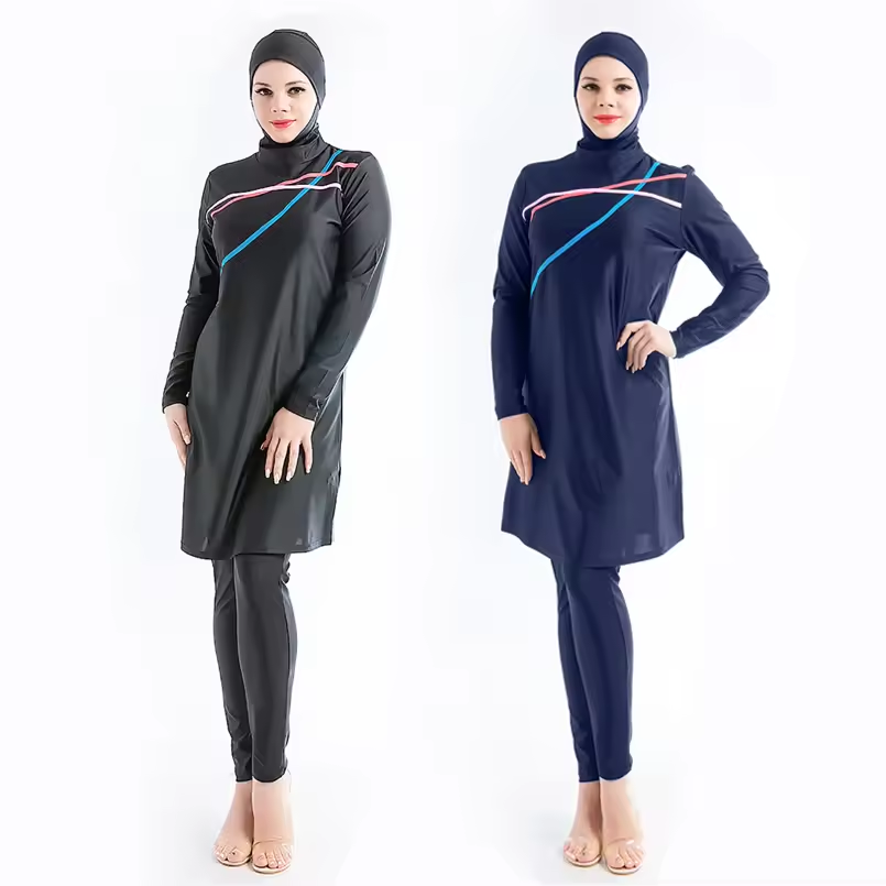 Sophie Three-Piece Ninja Modest Burkini Swim Set - Black