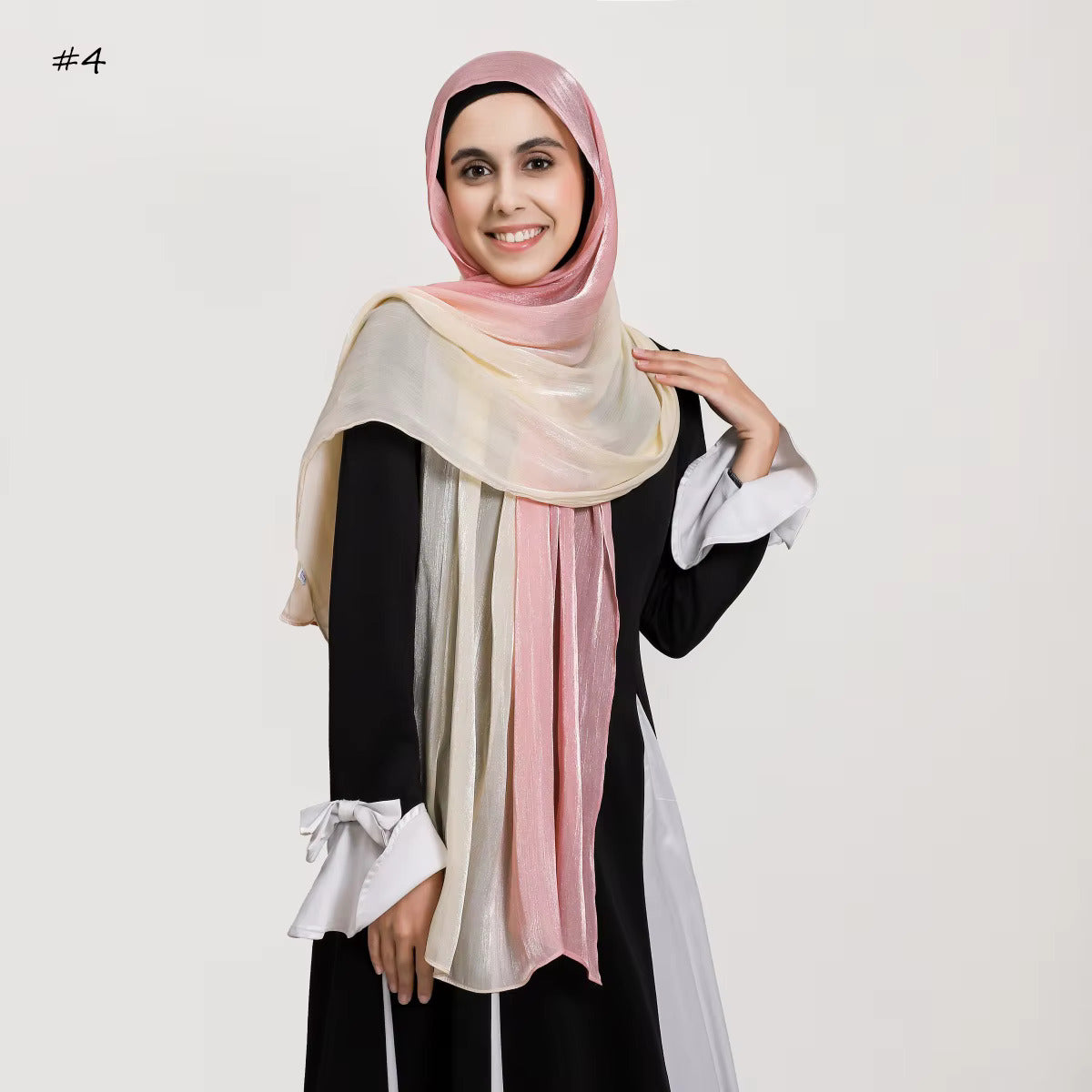 Blush to Cream Gradient Ombré Shimmer Shawl"