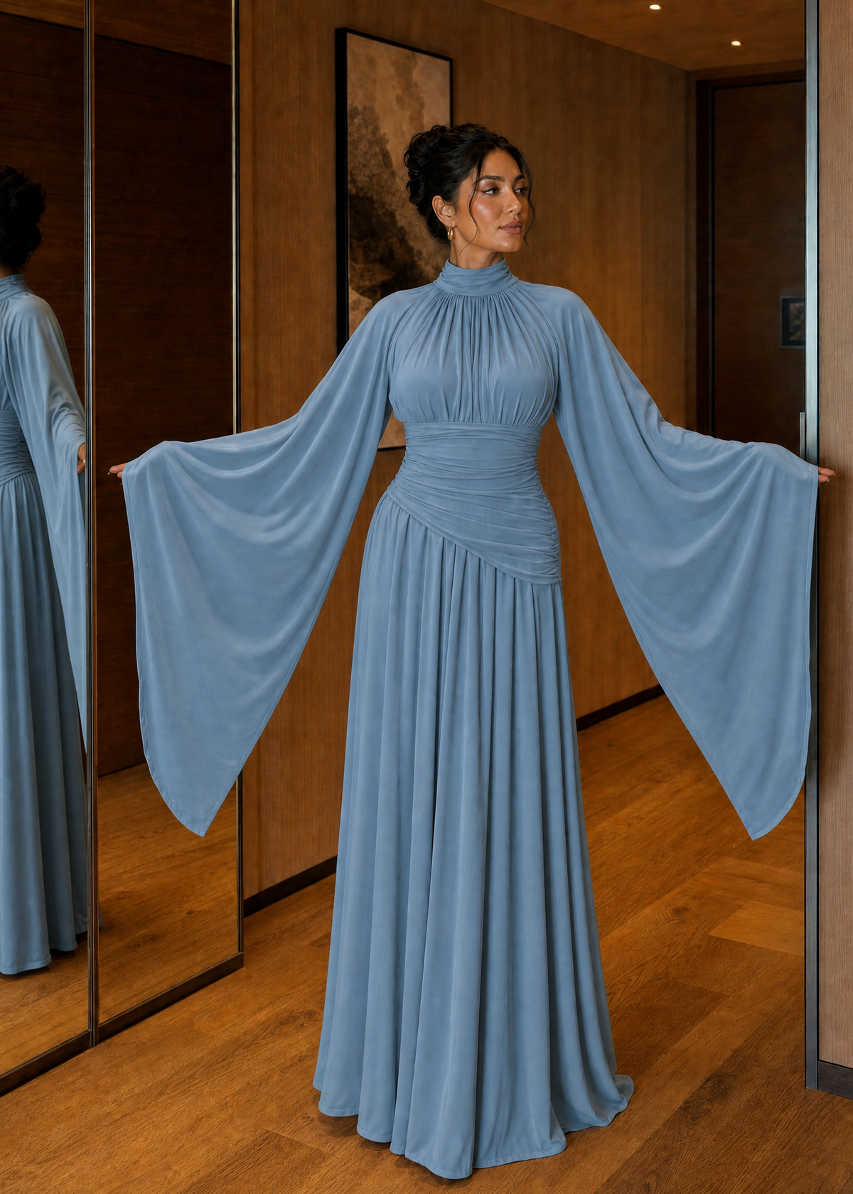 Baneen Flare Sleeve Maxi Dress - Blue