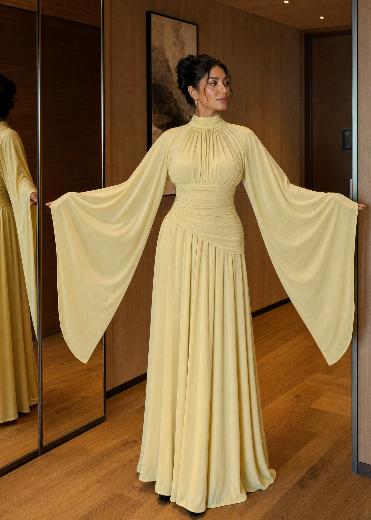 Baneen Flare Sleeve Maxi Dress - Butter Yellow