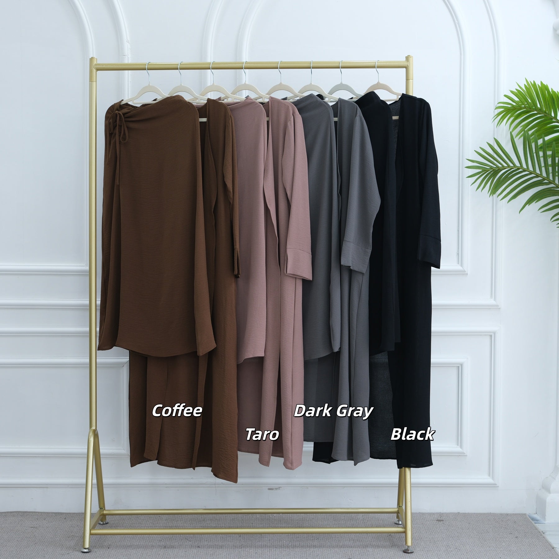 The Pearl Two-Piece Modest Kimono & Maxi Skirt Set - Rose Taupe