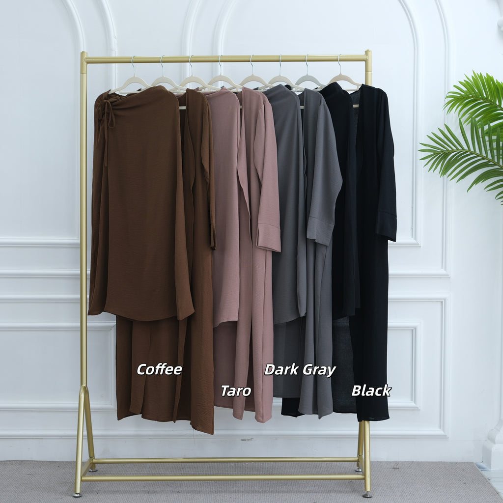 The Pearl Two-Piece Modest Kimono & Maxi Skirt Set - Mocha