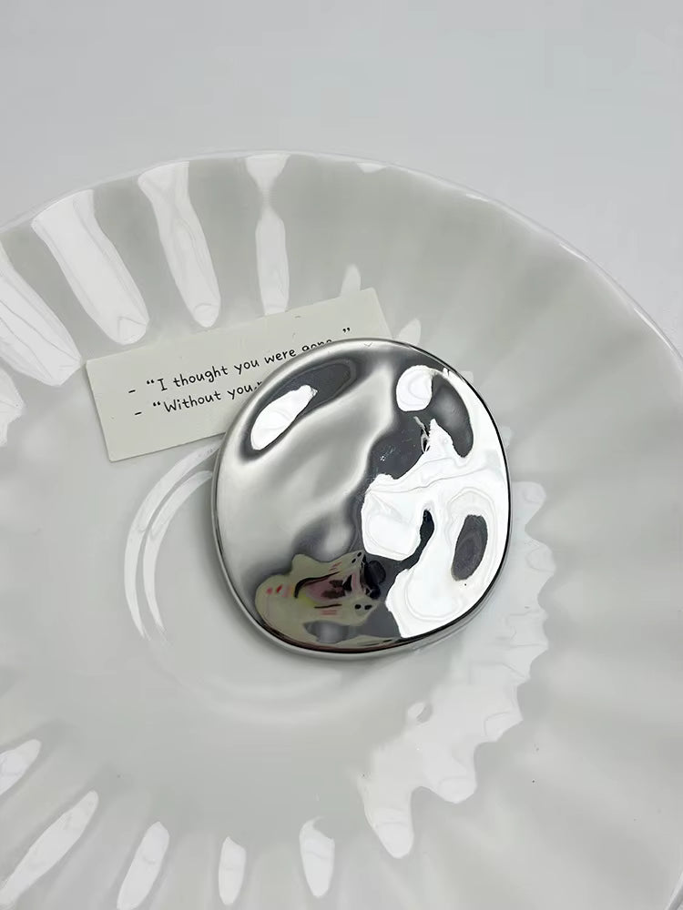 Water Ripple Statement Brooch - Silver
