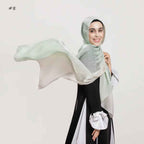 Mint Green to Silver Cream Gradient Ombre Shimmer Shawl