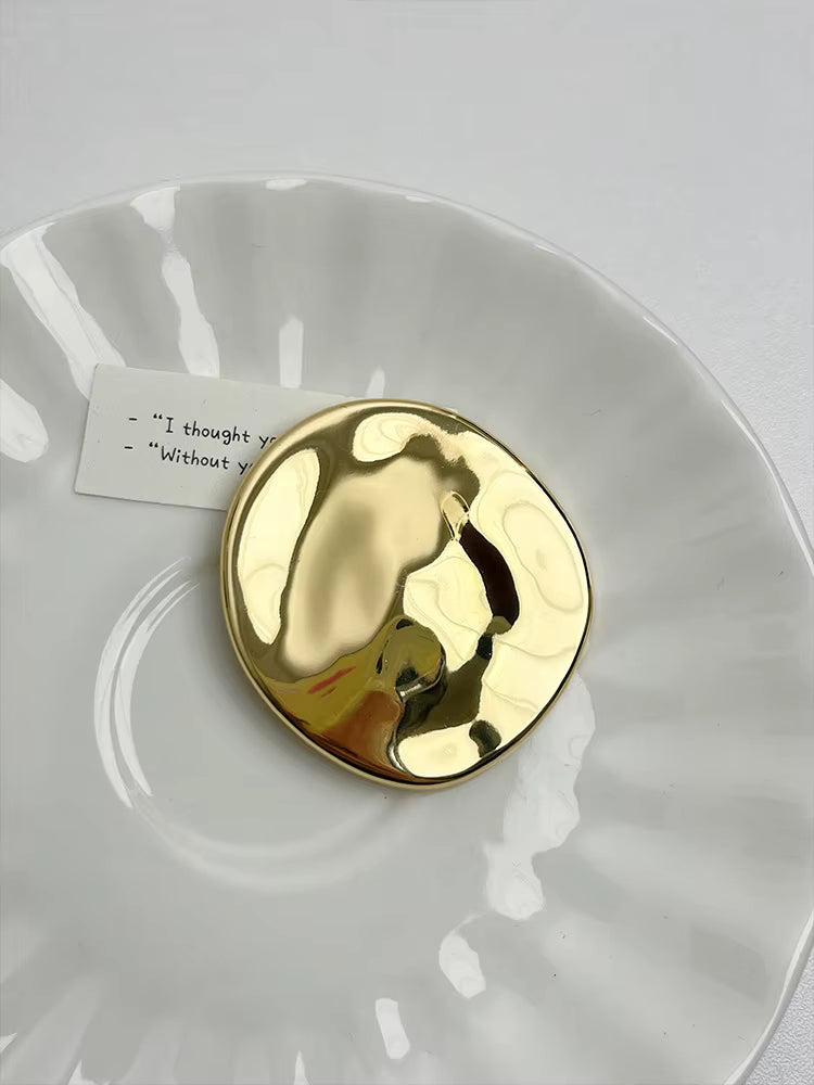 Water Ripple Statement Brooch - Gold