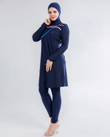 Sophie Three-Piece Ninja Modest Burkini Swim Set - Blue