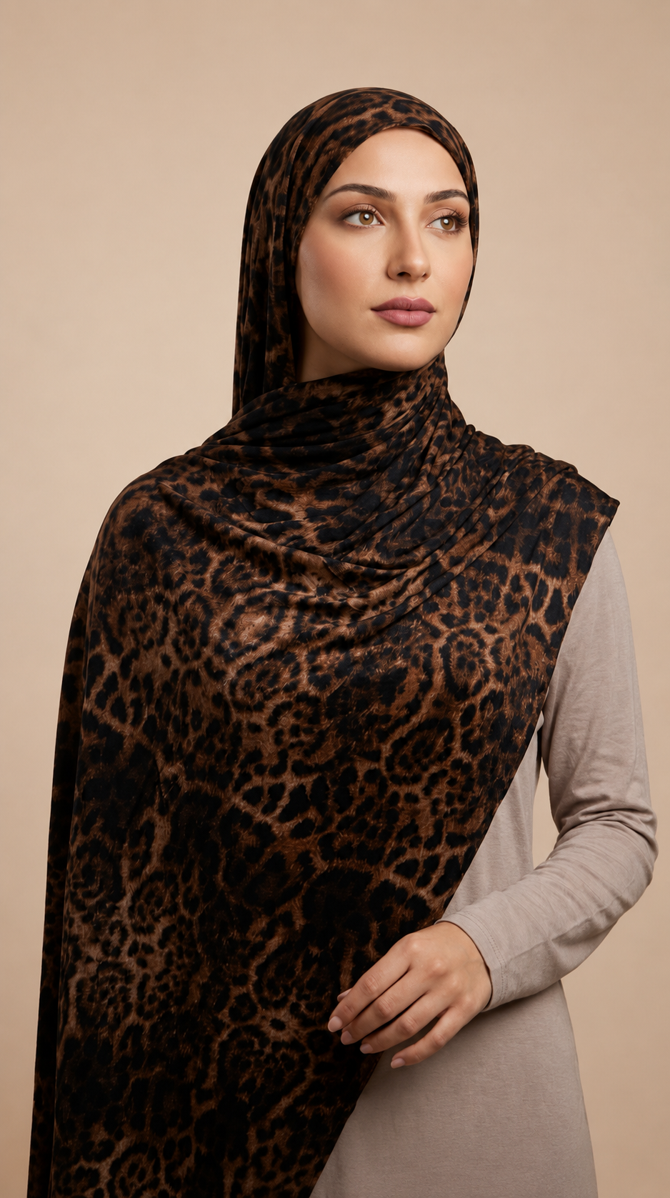 Classic Leopard Printed Jersey Hijab