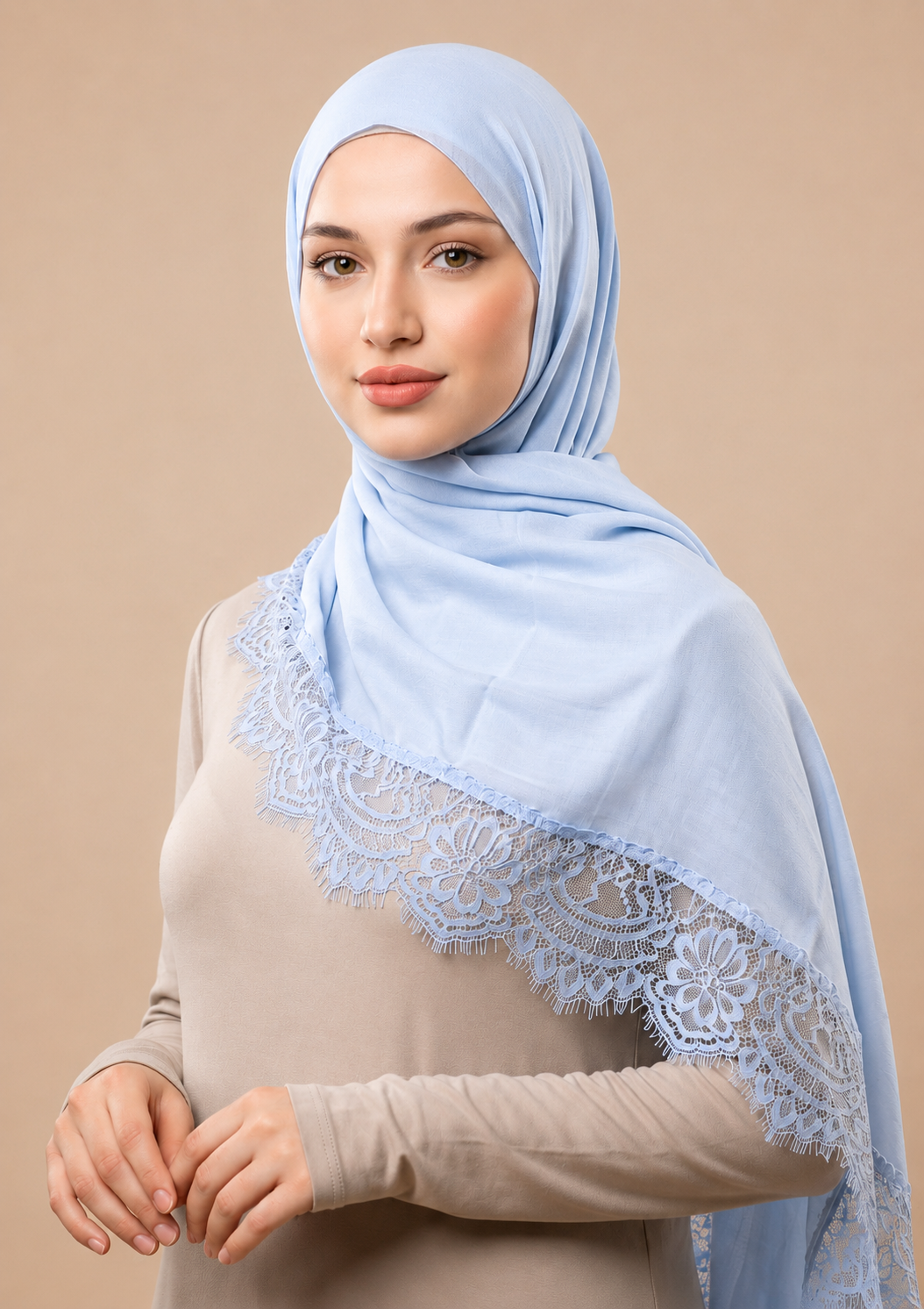 Frost Blue Lace Modal Hijab